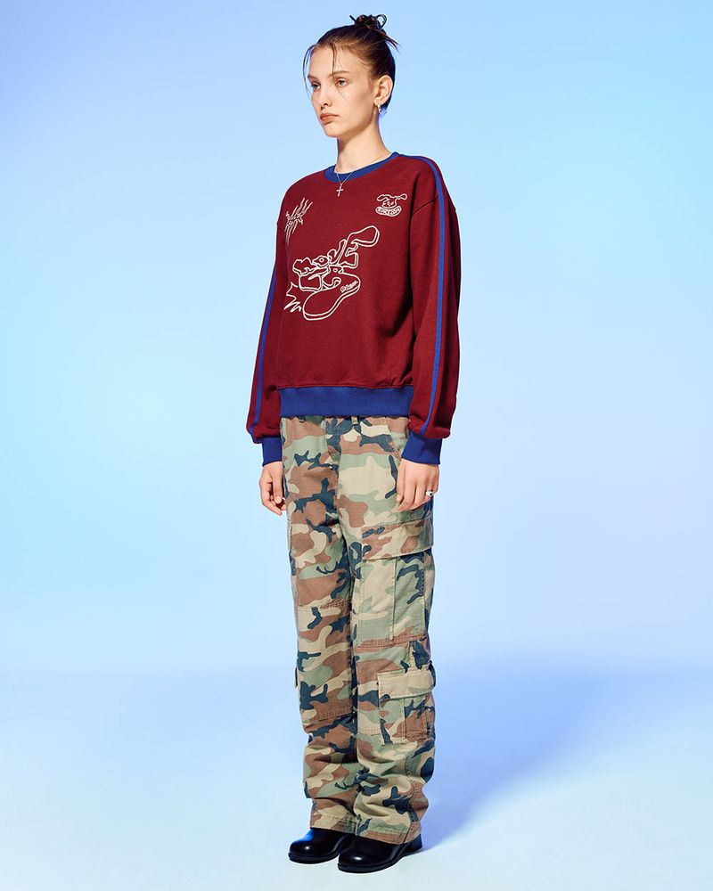 OLD SPORTS TEAM SWEATSHIRT-BURGUNDY