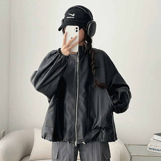hijjoo（ハイチュー）の「Biotouway Hem String Leather Zip-Up Jumper（Jackets/Outerwear）」