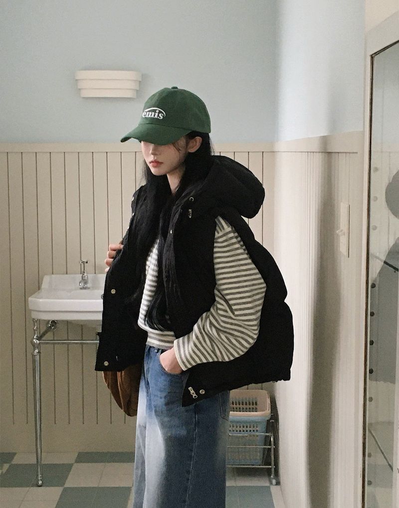 [BELLIDE MADE] Hooded string down vest