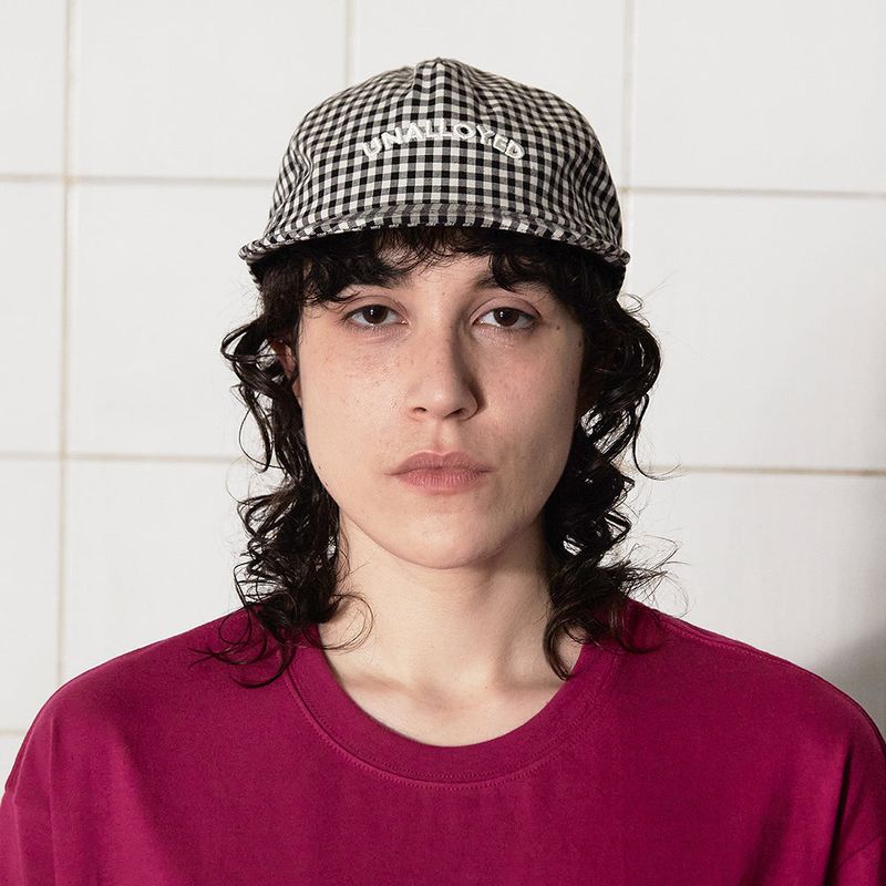 LOGO GINGHAM CHECK CAP / BLACK