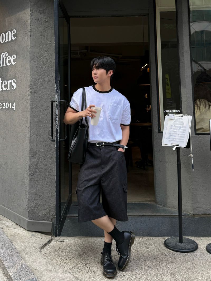Twos herringbone bermuda pants