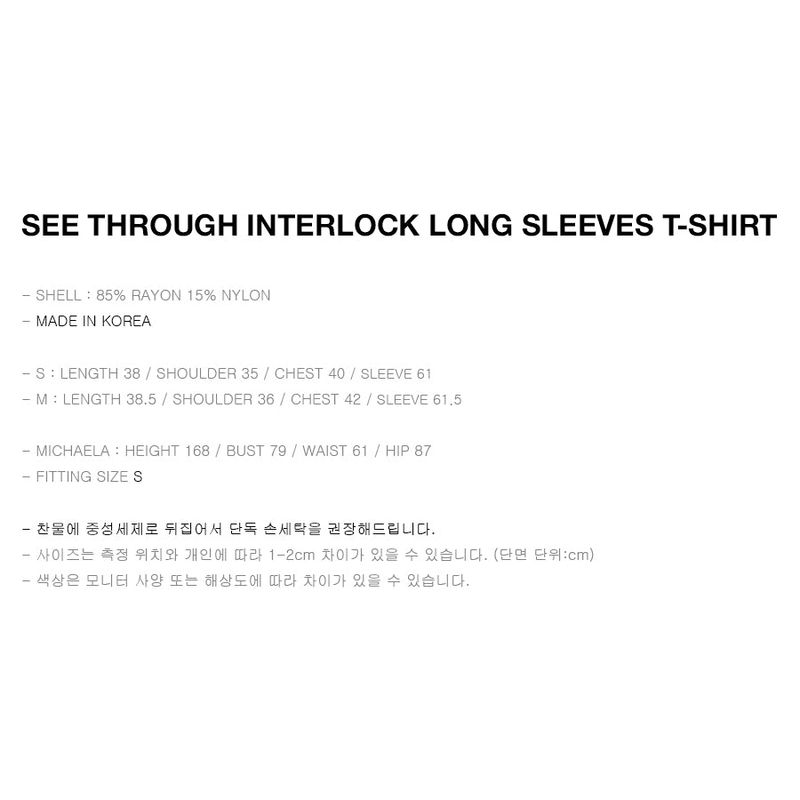 BLACK SEE THROUGH INTERLOCK LONG SLEEVES T-SHIRT