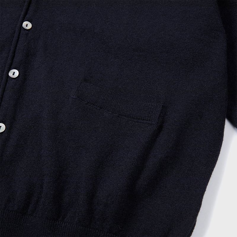 エクストラファインウールVカーディガン (Navy)