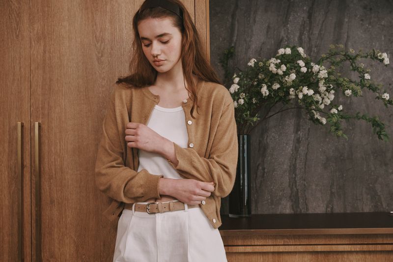 Camel round cardigan (Camel)