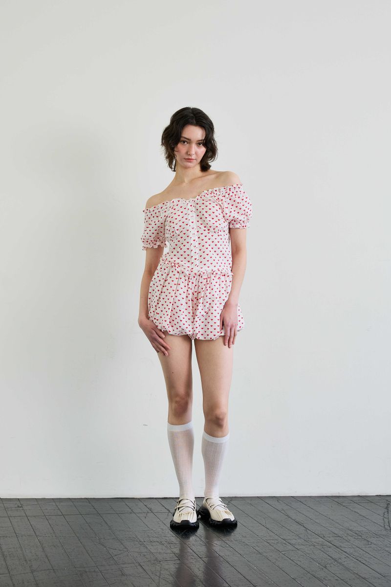 MINI HEART TWO WAY BLOUSE / WHITE