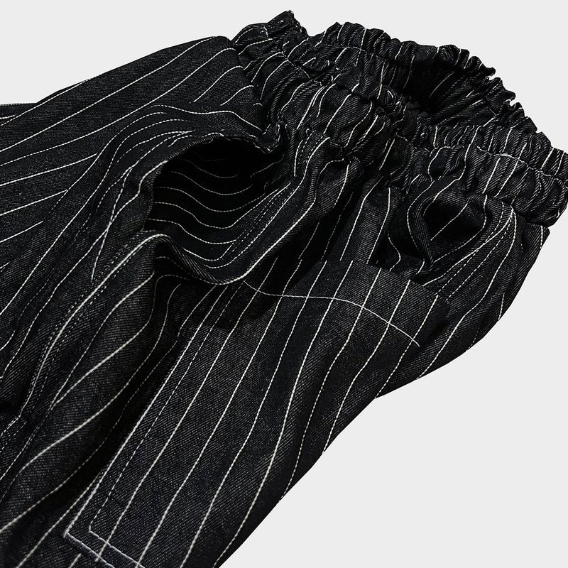 stripe denim shorts_black