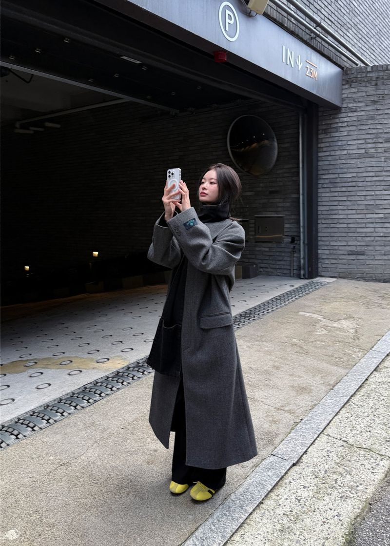 WOOL HIGHNECK LONG COAT