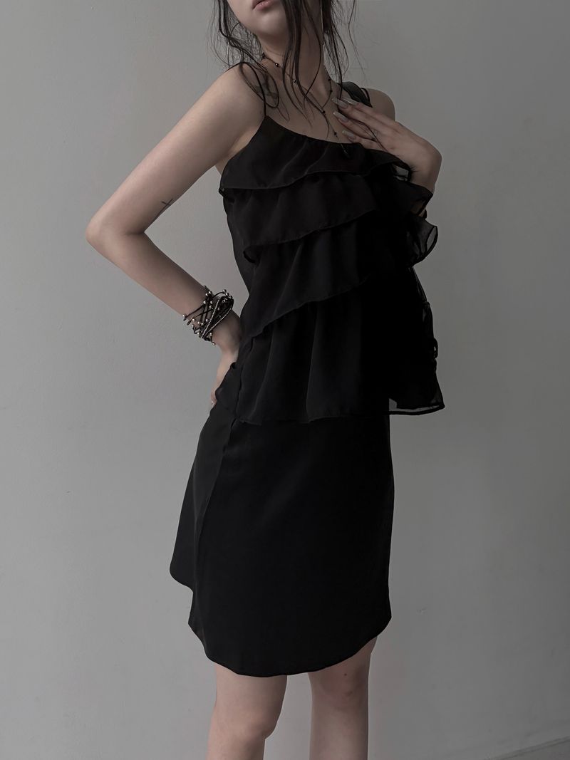 ruffle sheer bustier blouse (2color)