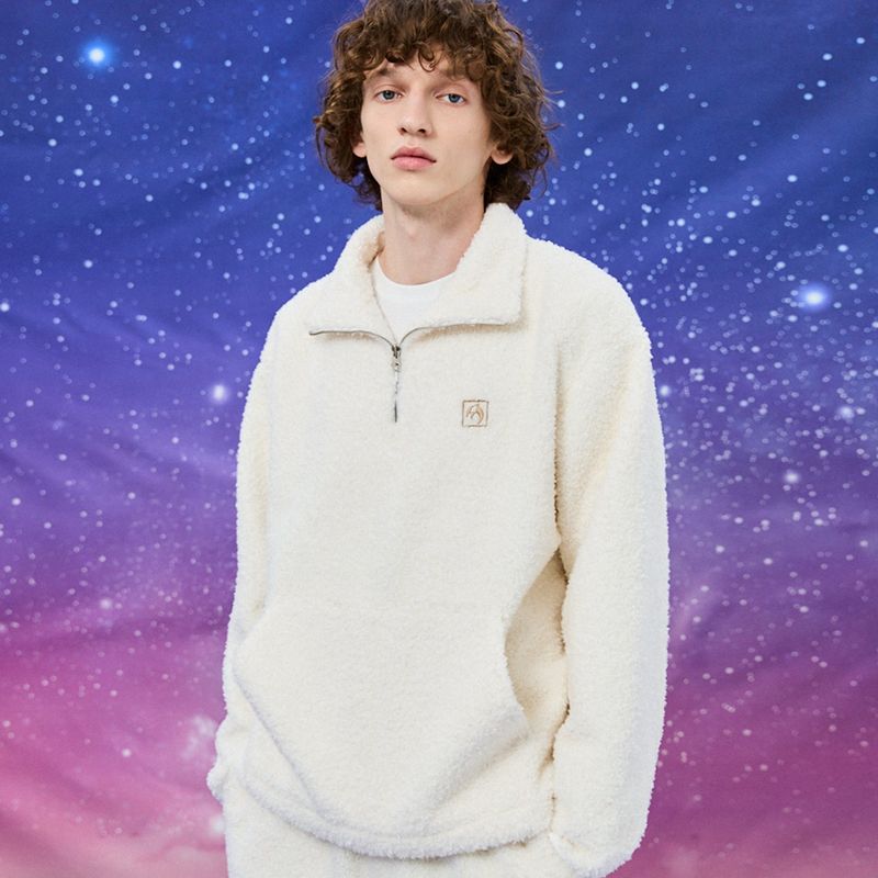 Half zipup boucle fleece anorak