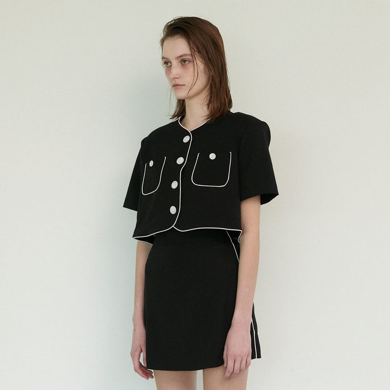  LINE BUTTON JACKET, BLACK
