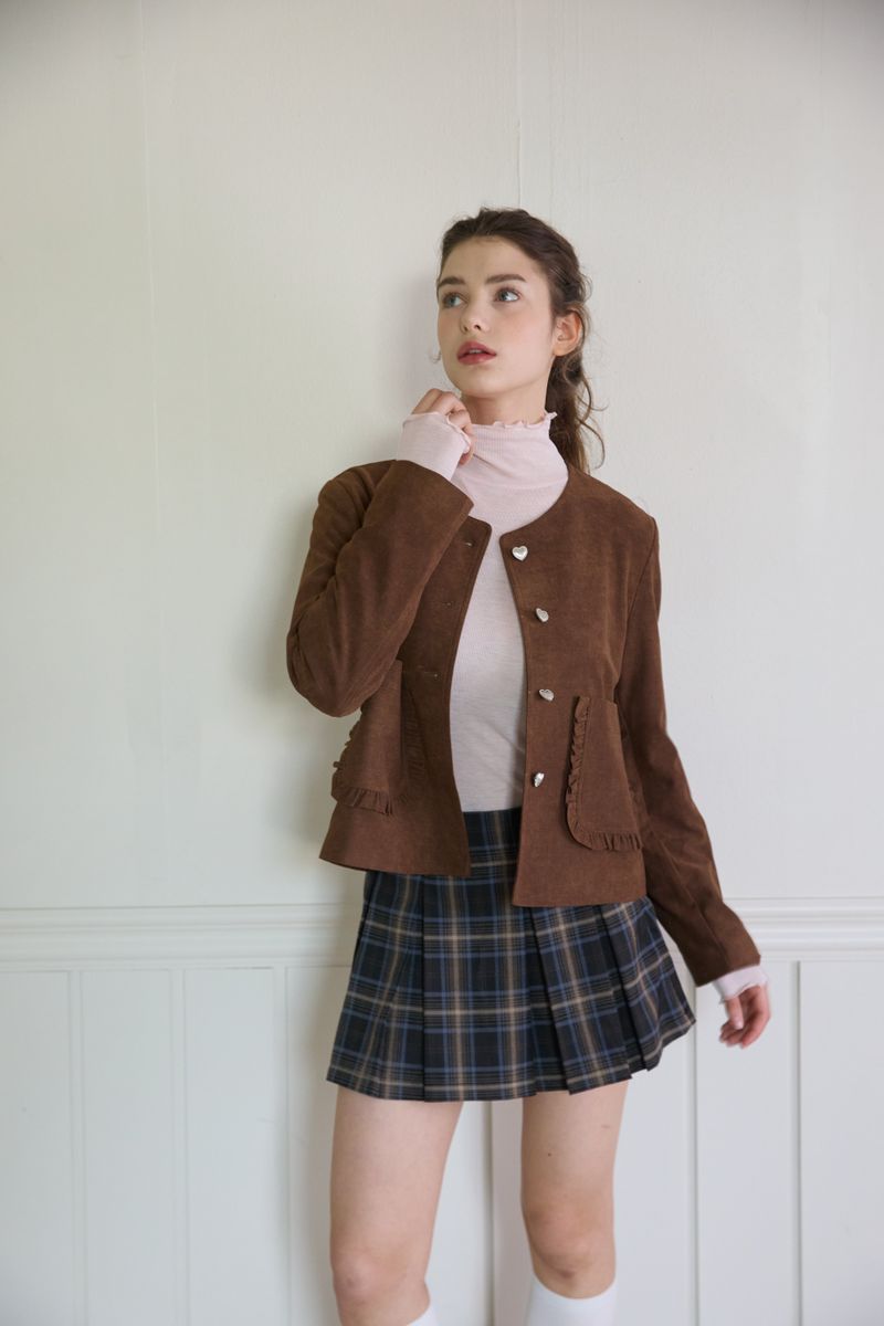FRILL POCKET SUEDE JACKET (2 COLORS)