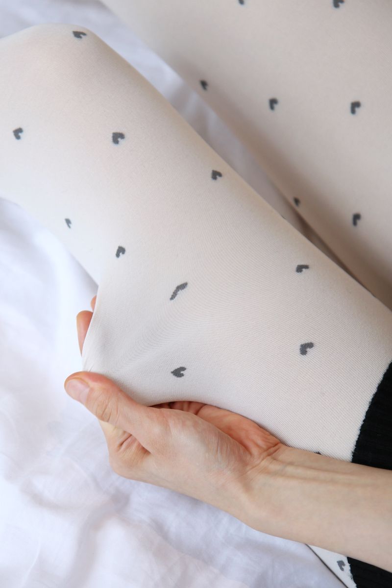 petit heart tights (ivory)