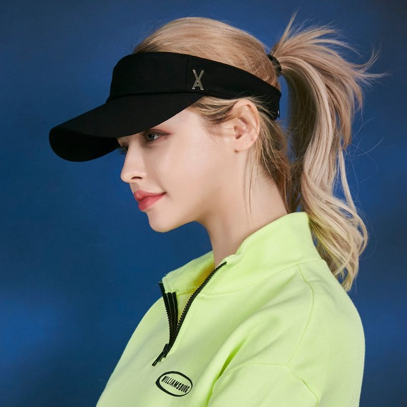 Stud logo over fit sun-visor cap Black