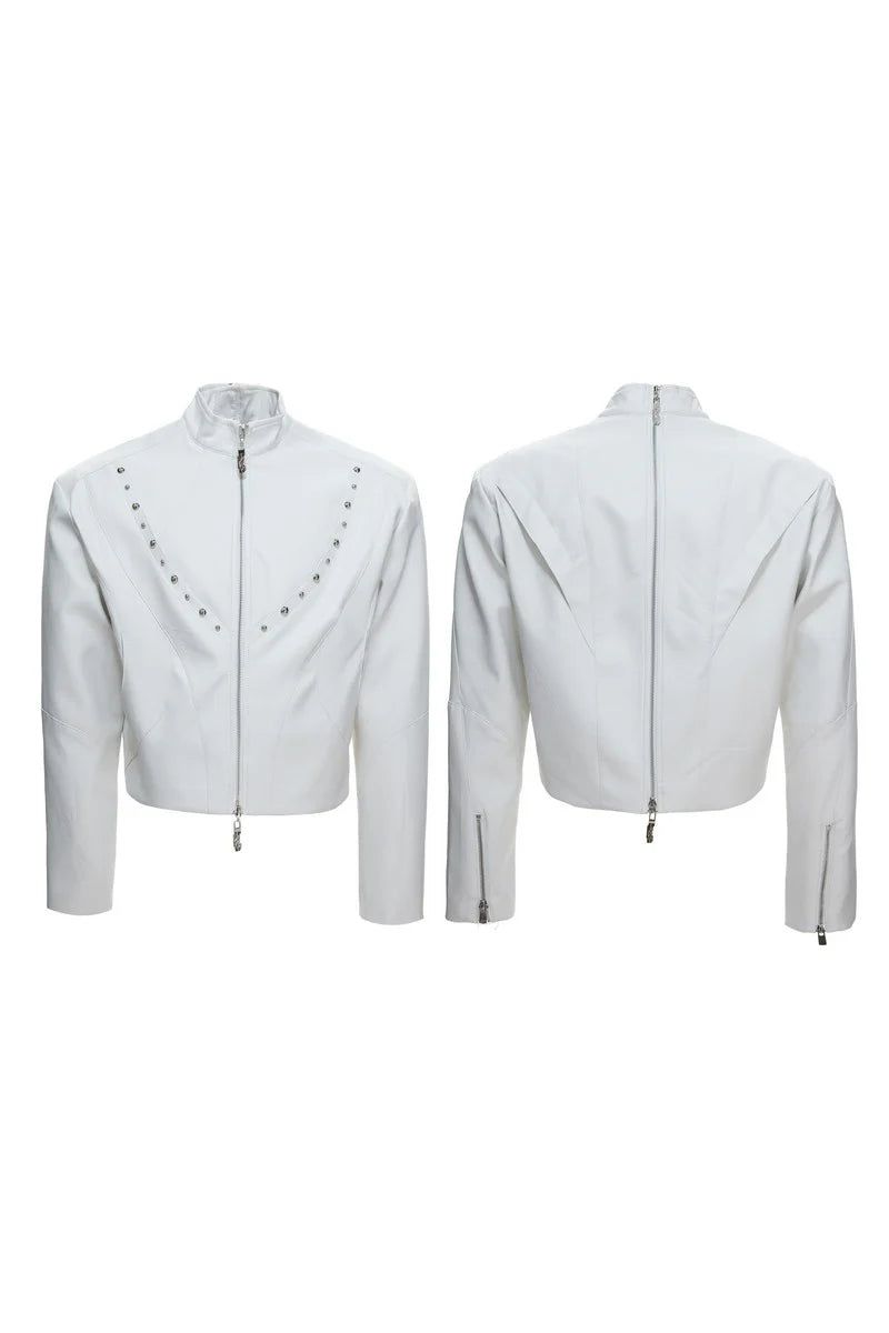Waxed Studded Zip Jacket
