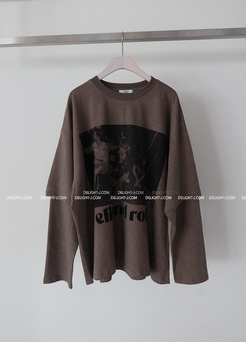 Layered printed oversized fit T-shirt