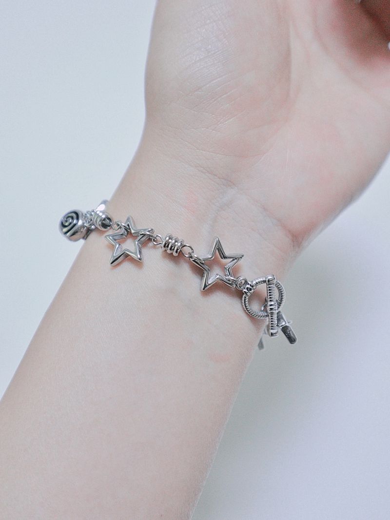 All stainless steel orbit star bracelet