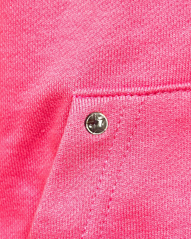 Silver Logo Docking Crop Hood Zip-Up Pink