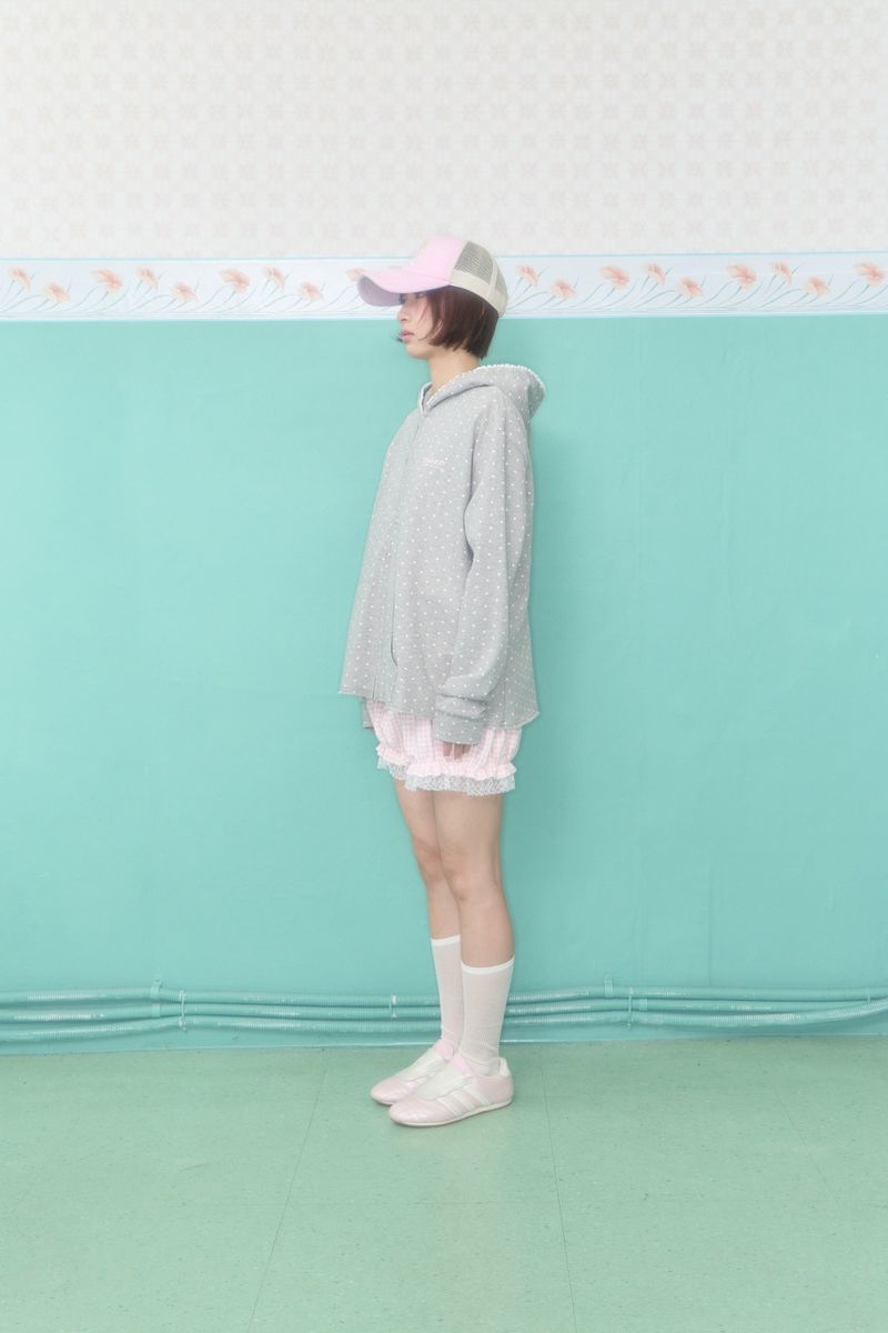 CAKE DOT LACE UP HOODIE (MELANGE)