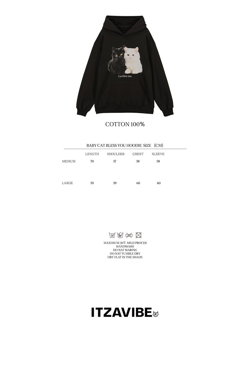 BABY CAT BLESS YOU HOODIE - BLACK