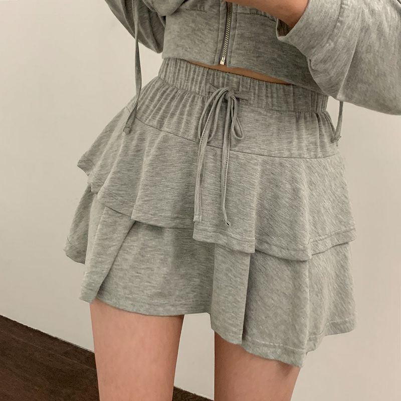 [Bellide made] skirt + hooded zip-up set