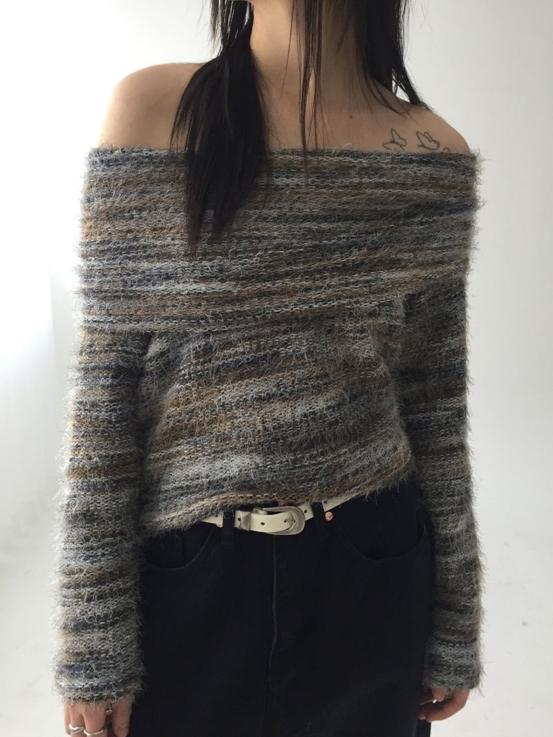 DUGGY（ダギー）の「Color combination angora  off-shoulder knit（Tops）」