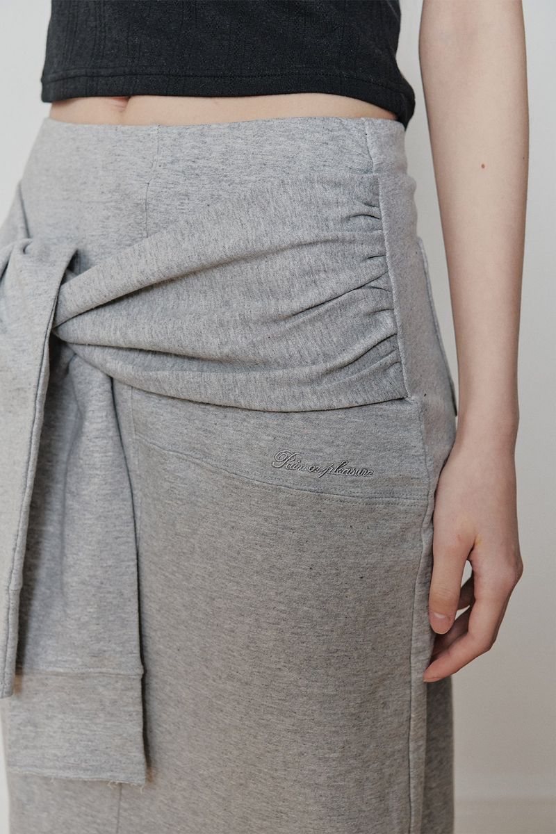 TIED LONG SKIRT melange grey
