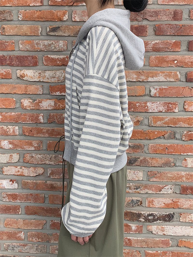 2WAY STRIPE HOODIE ZIP-UP (2COLOR)