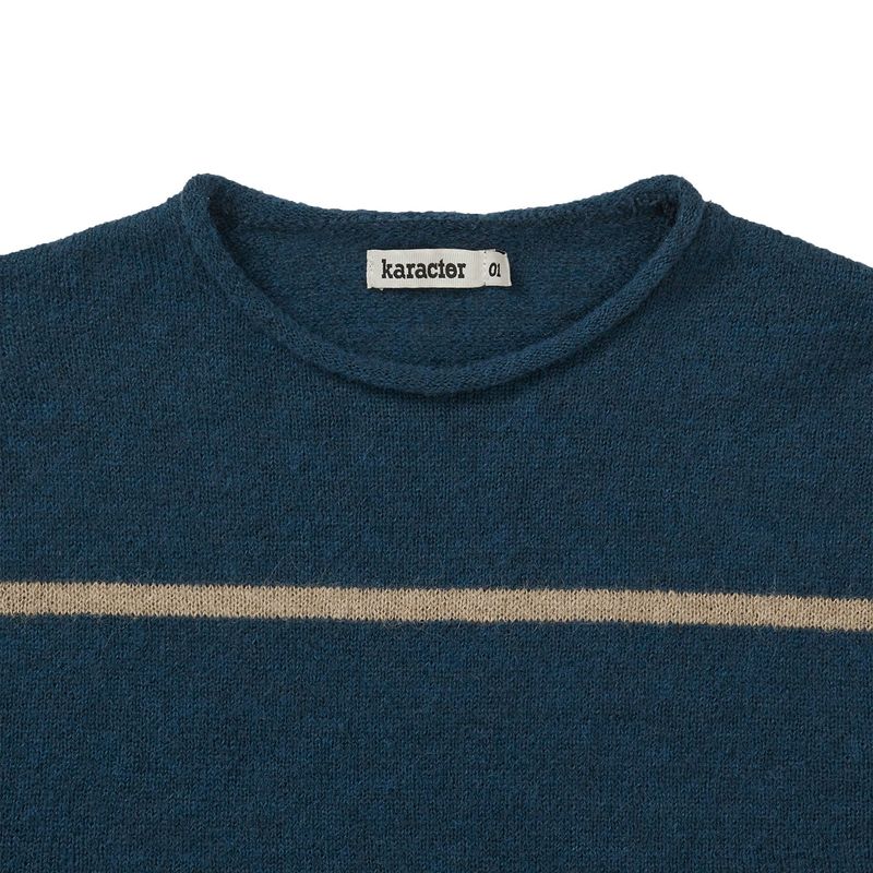 Roll-up stripe pocket knit / Deep teal