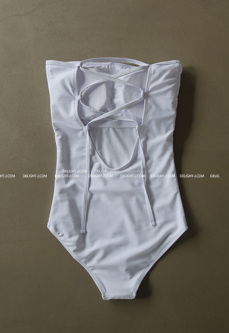 Silver King Ribbon Tube Top Backless Monokini