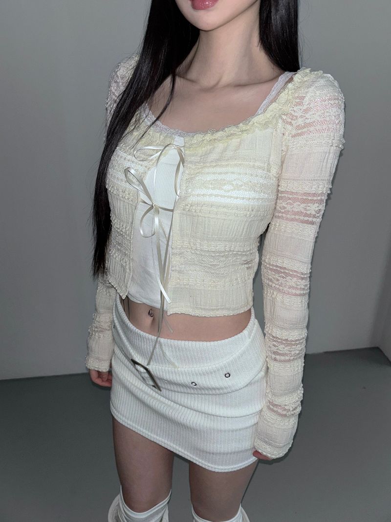 cream belt knit skirt(2 color)