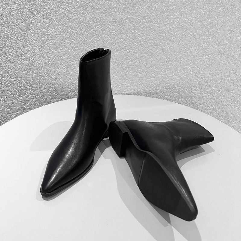 Leather stiletto ankle boots (Black)