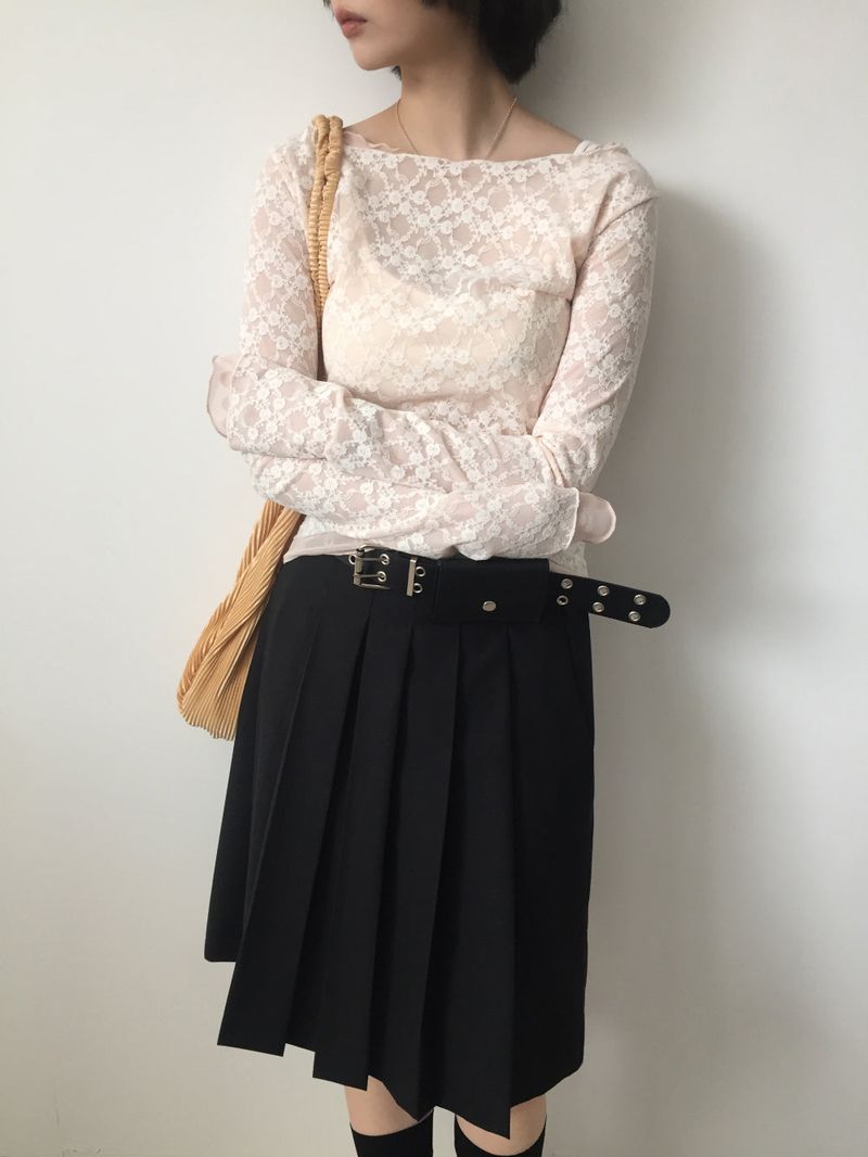 YWD PLEATS SKIRT + BELT (2color)