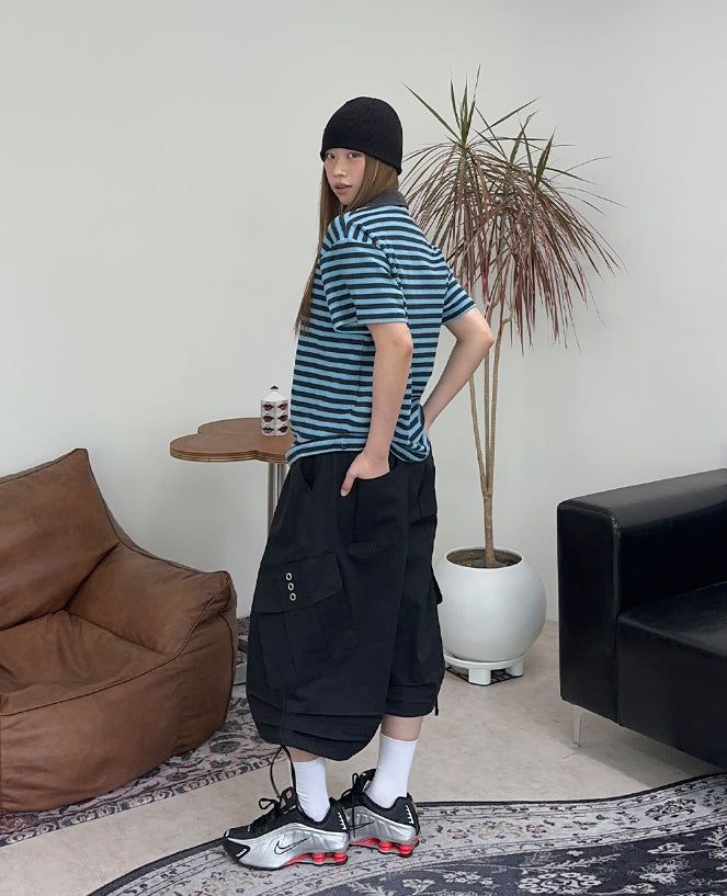 Gaen Terry Stripe Collar Tee