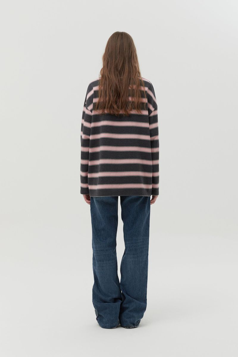 STRIPE RUGBY T-SHIRT [GRAY]