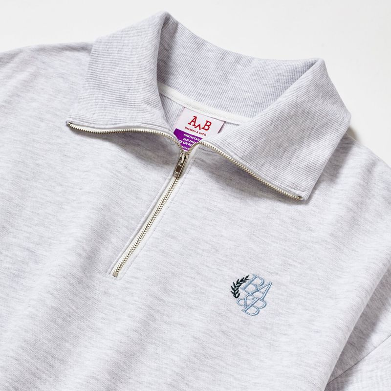 SMALL LOGO HALF ZIPUP SWEATSHIRT_WHITE MELANGE