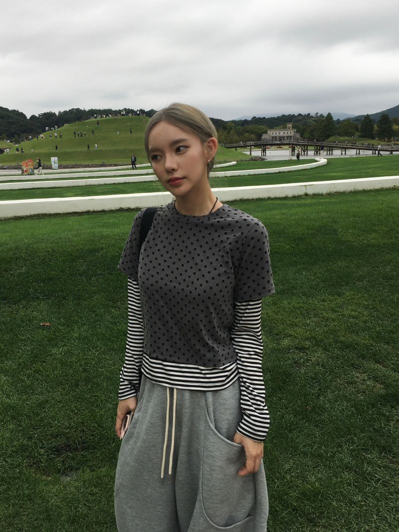 Mocha Dot Layered T-Shirt (2c)