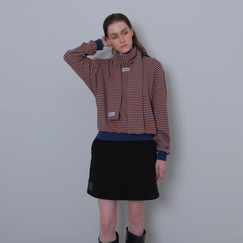 Orange/Navy Stripe Fleece Mufler