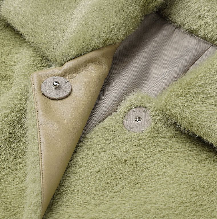 FAKE FUR LONG COAT_GREEN TEA