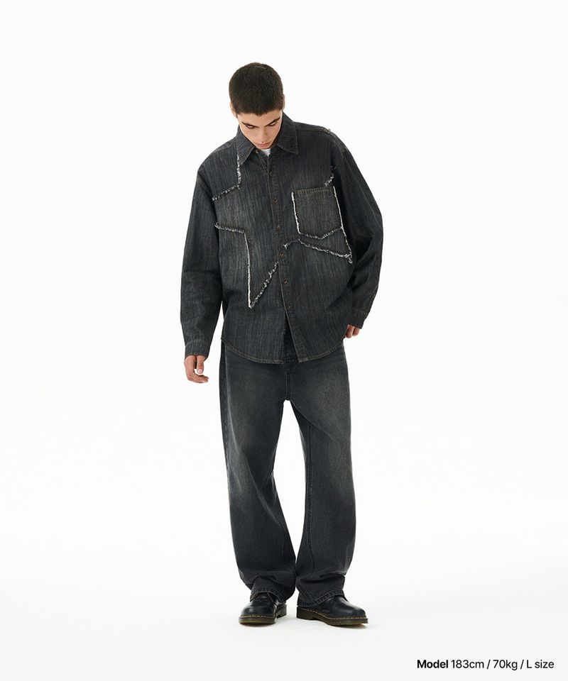 STAR RAW CUT DENIM SHIRT