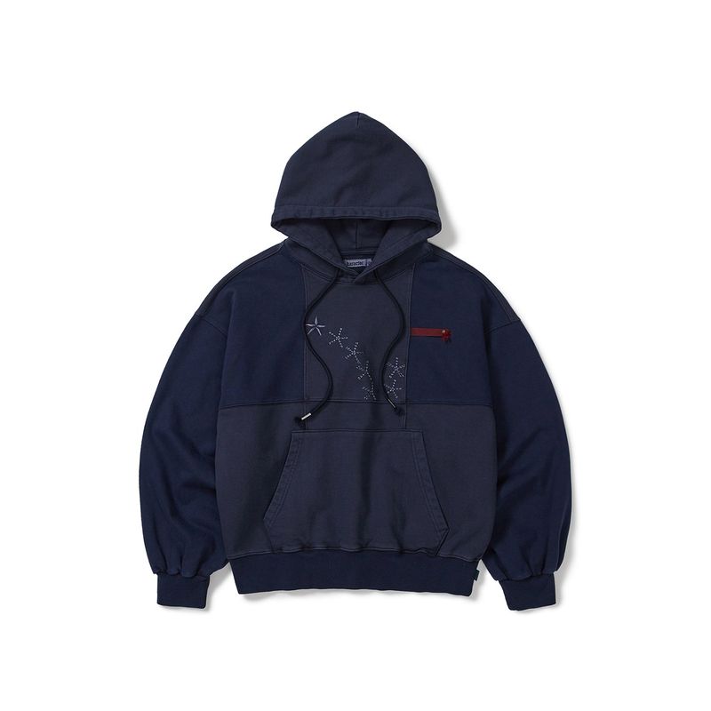 Grid hoodie / Washed navy