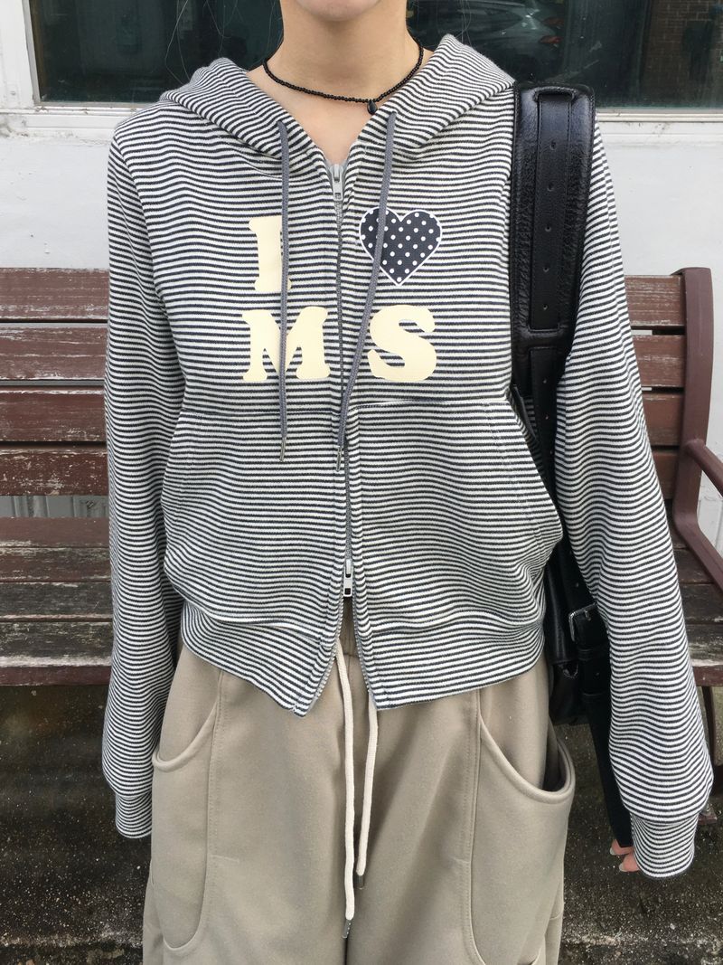 RITCORE(リットコア)の「I Love Stripe Two-Way Hooded Zip-Up (1c)(Tops)」