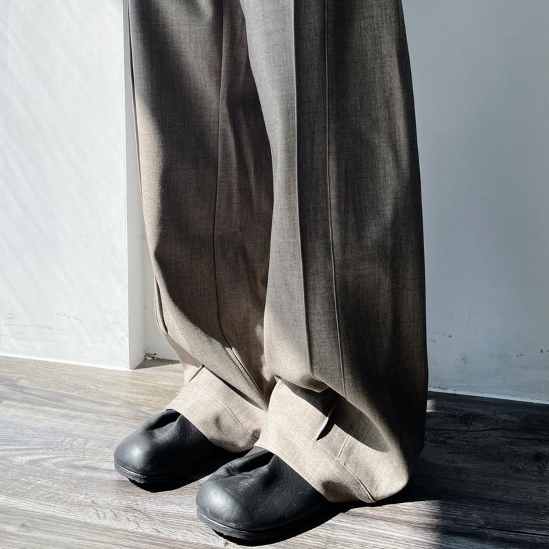 Drape Seam 3D Straight Floor-Length Pants