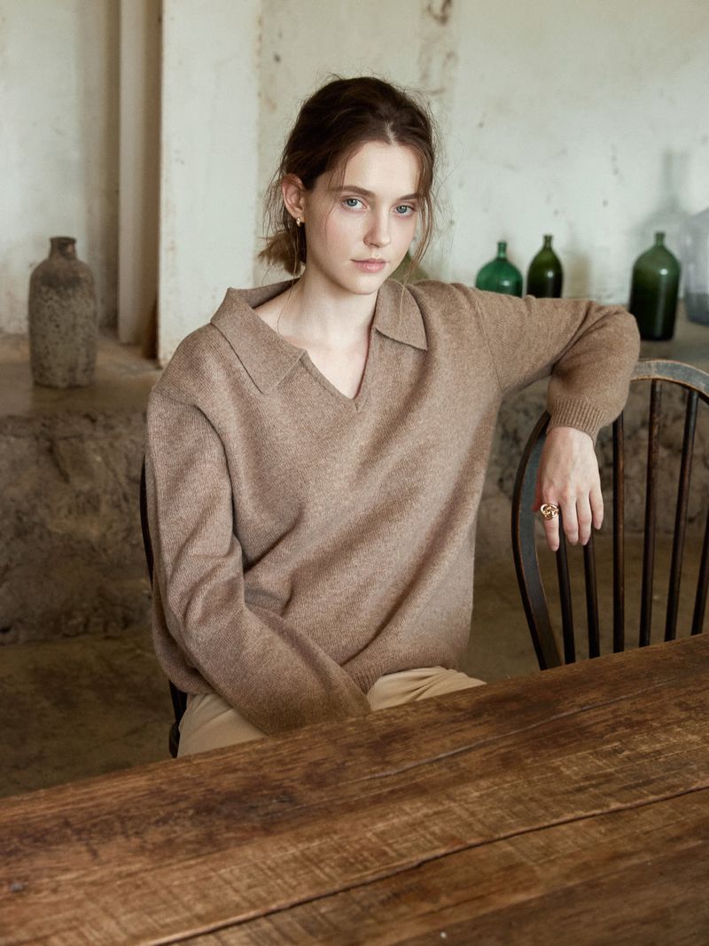 SERIN v-neck collar wool knit