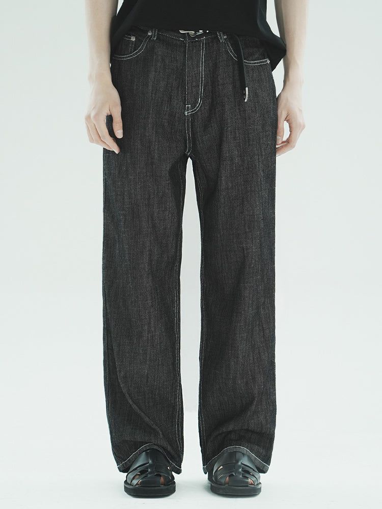 WAAR(ワル)の「M204 LINEN WIDE DENIM PANTS_BLACK(Pants)」