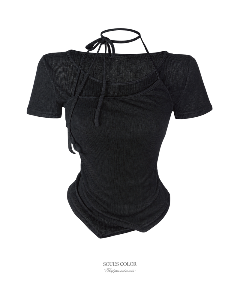 Bella layered sheer halter top (2color)