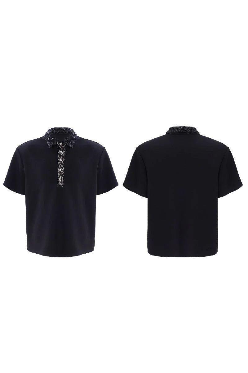 Sequin Safety Pin Polo Tee