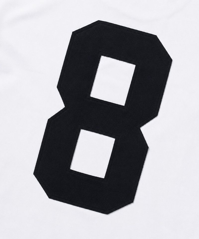 Numbering Patch Crop Ringer T-Shirt - White