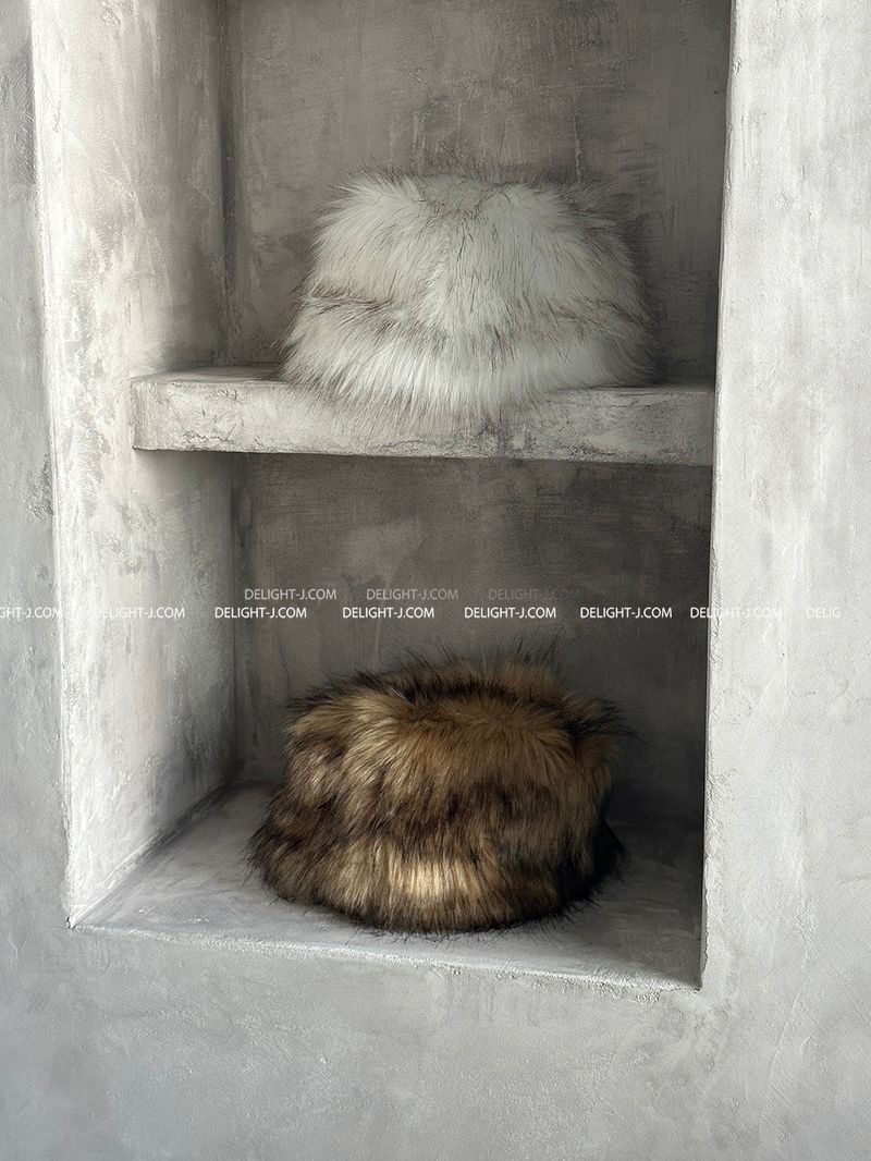 Raccoon Mix Fake Fur Bucket Hat