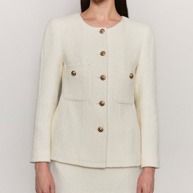 SSOKIN（ソキン）の「Alpaca Wool Blended Boucle Tweed Jacket _ Ivory（Jackets/Outerwear）」