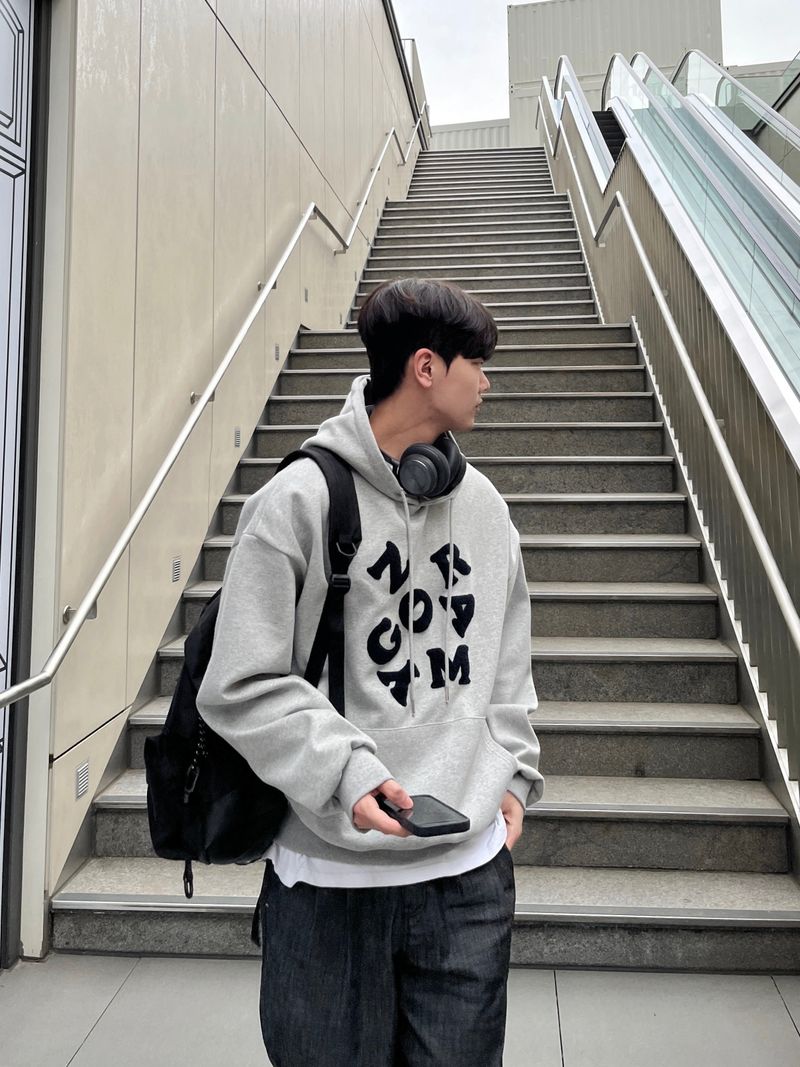 Alphabet embroidered Hooded